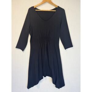 Fibers Barbara Lesser Dress Casual Black 3/4 Sleeve Cotton‎ Large